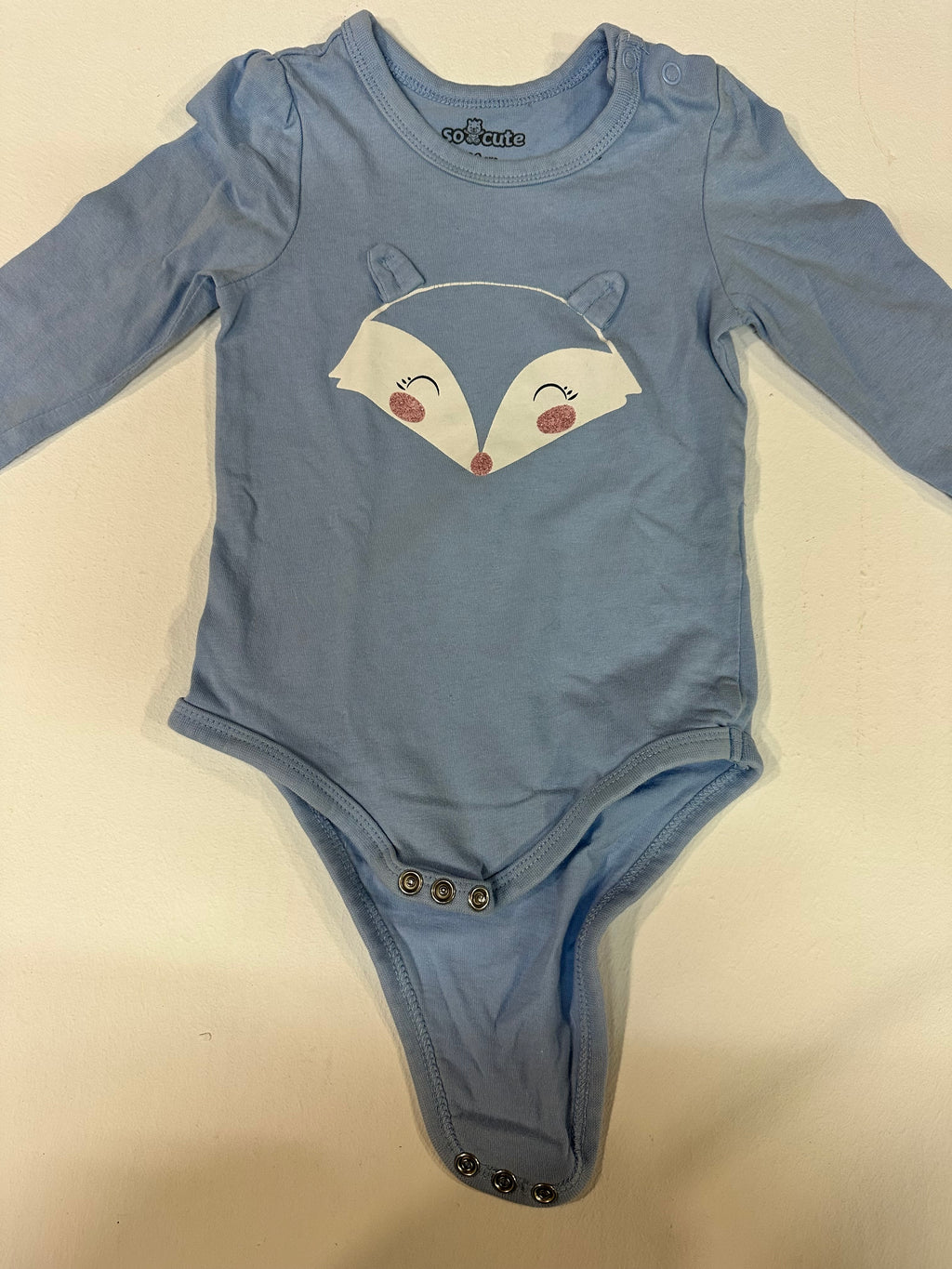 Body Manga Larga Bebé Azul con Zorrito So Cute (9-12 meses / 80 cm)
