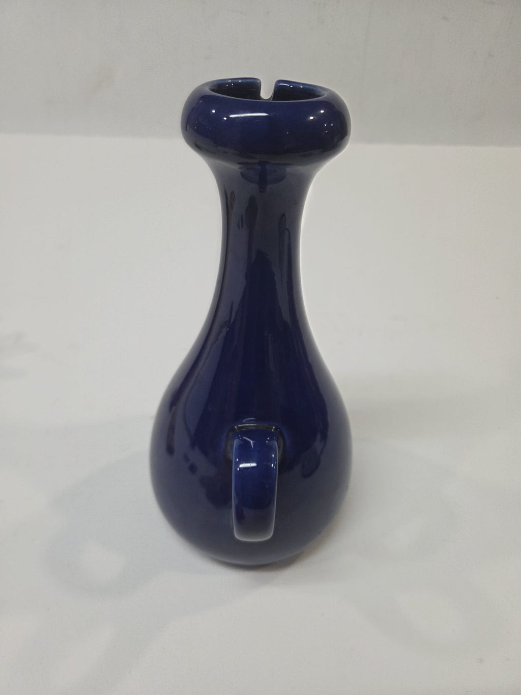 Jarra/Aceitera Pequeña de Cerámica Azul Cobalto con Asa y Pico Vertedor (18 cm)