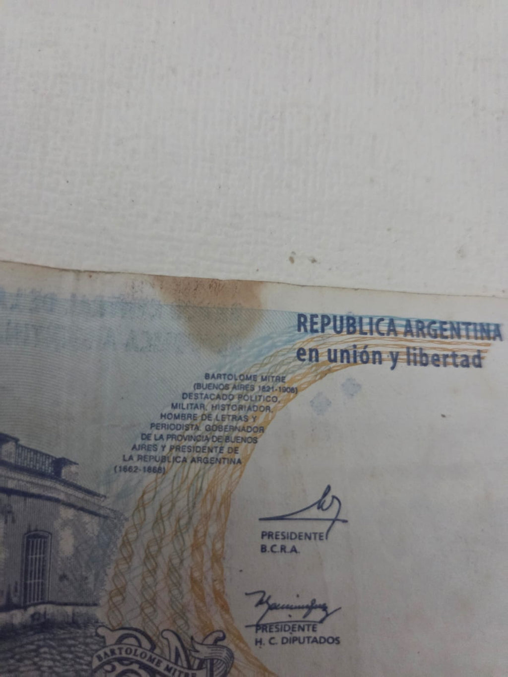 Billete 2 Pesos Argentina - Bartolomé Mitre - Serie K (Usado)