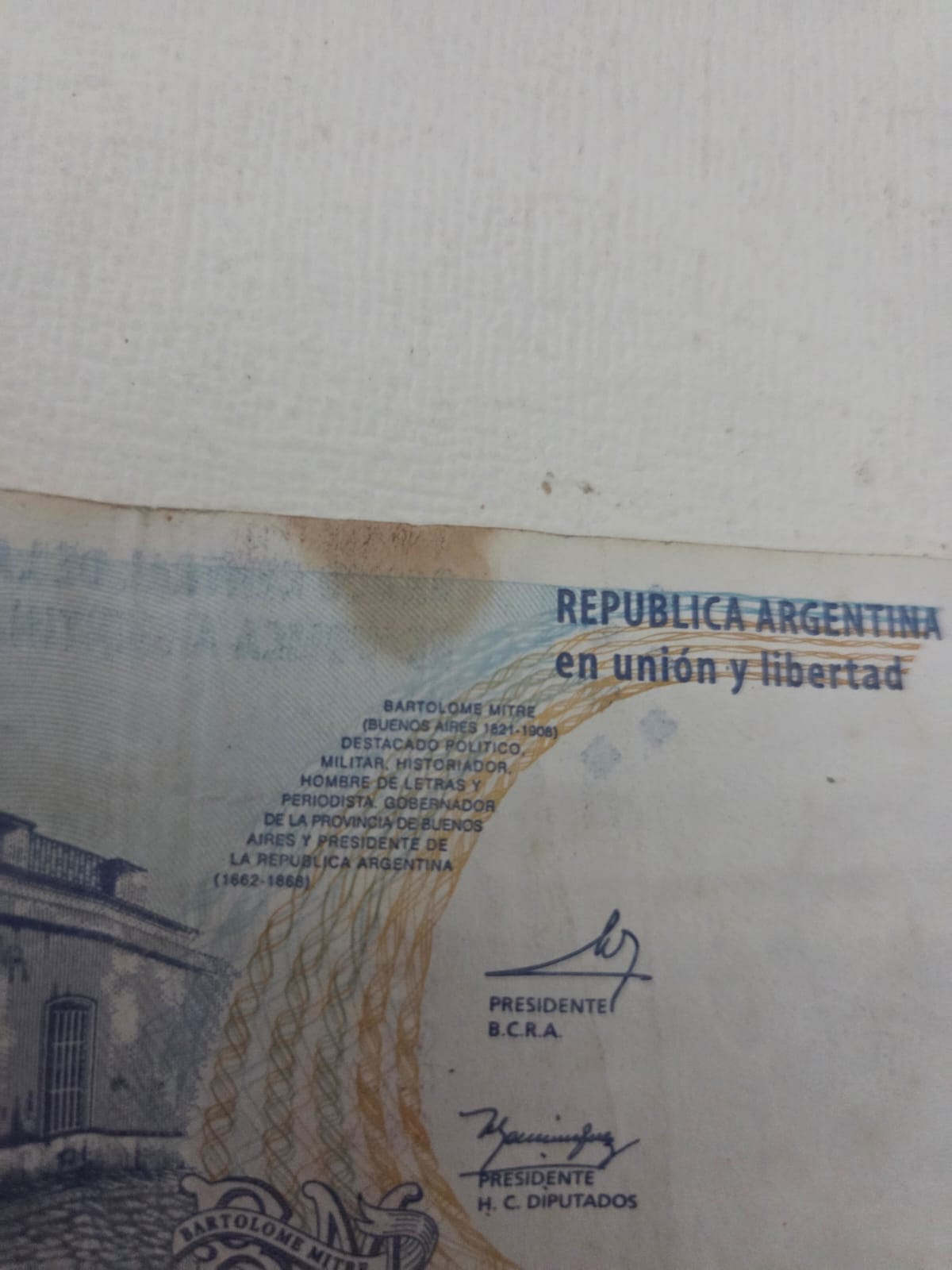 Billete 2 Pesos Argentina - Bartolomé Mitre - Serie K (Usado)