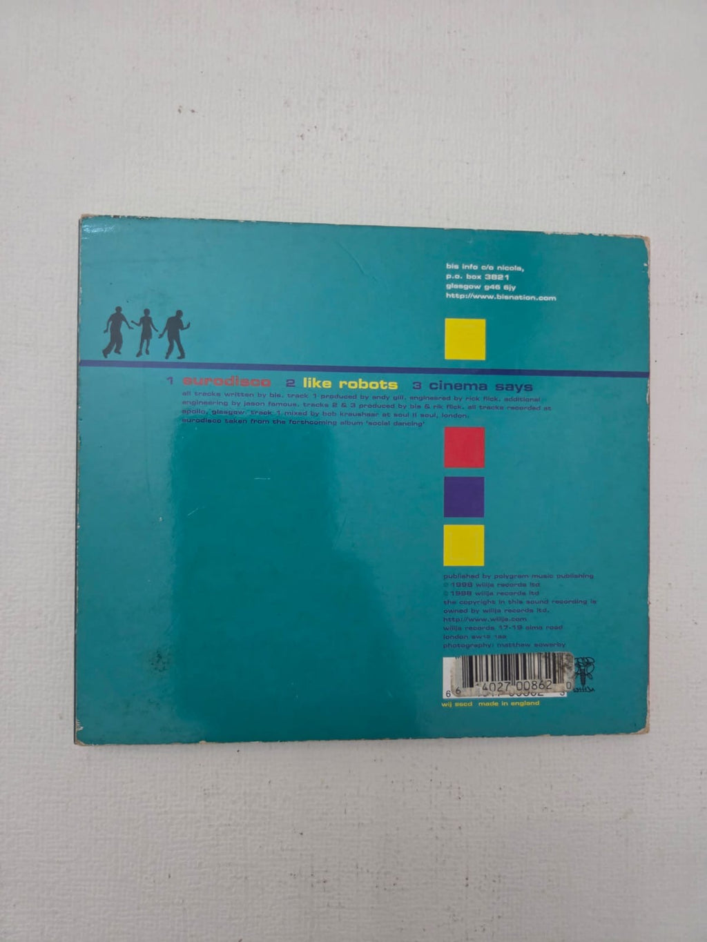 Bis - Eurodisco (Single CD Original, 1998 - Edición Reino Unido / Wiiija Records)