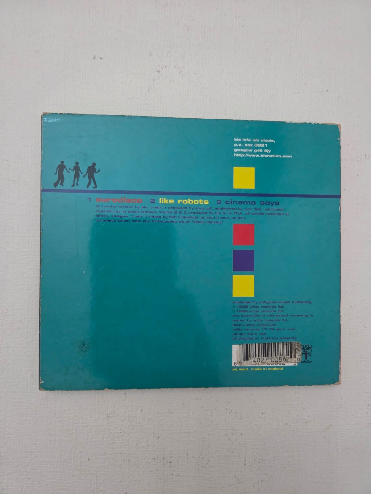 Bis - Eurodisco (Single CD Original, 1998 - Edición Reino Unido / Wiiija Records)