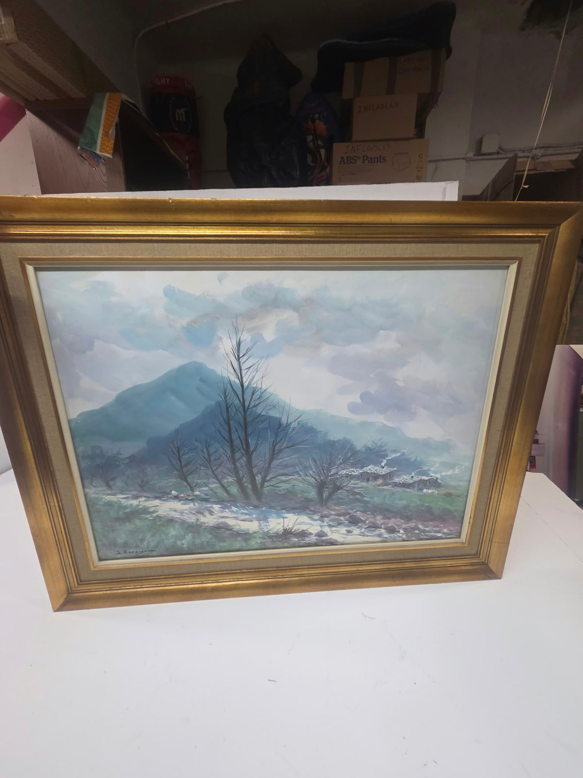 Cuadro Paisaje al Óleo / Acuarela – Firma J. Escayola (Enmarcado Clásico)