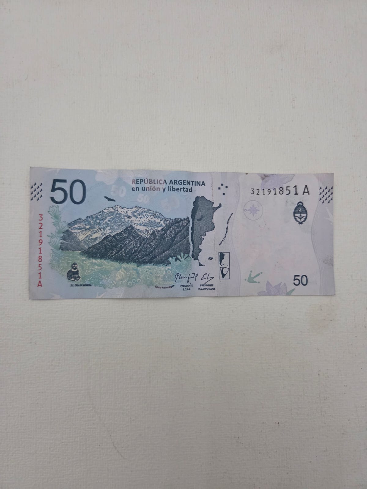 Billete de 50 Pesos Argentinos - CÓNDOR ANDINO (Serie Fauna Autóctona)