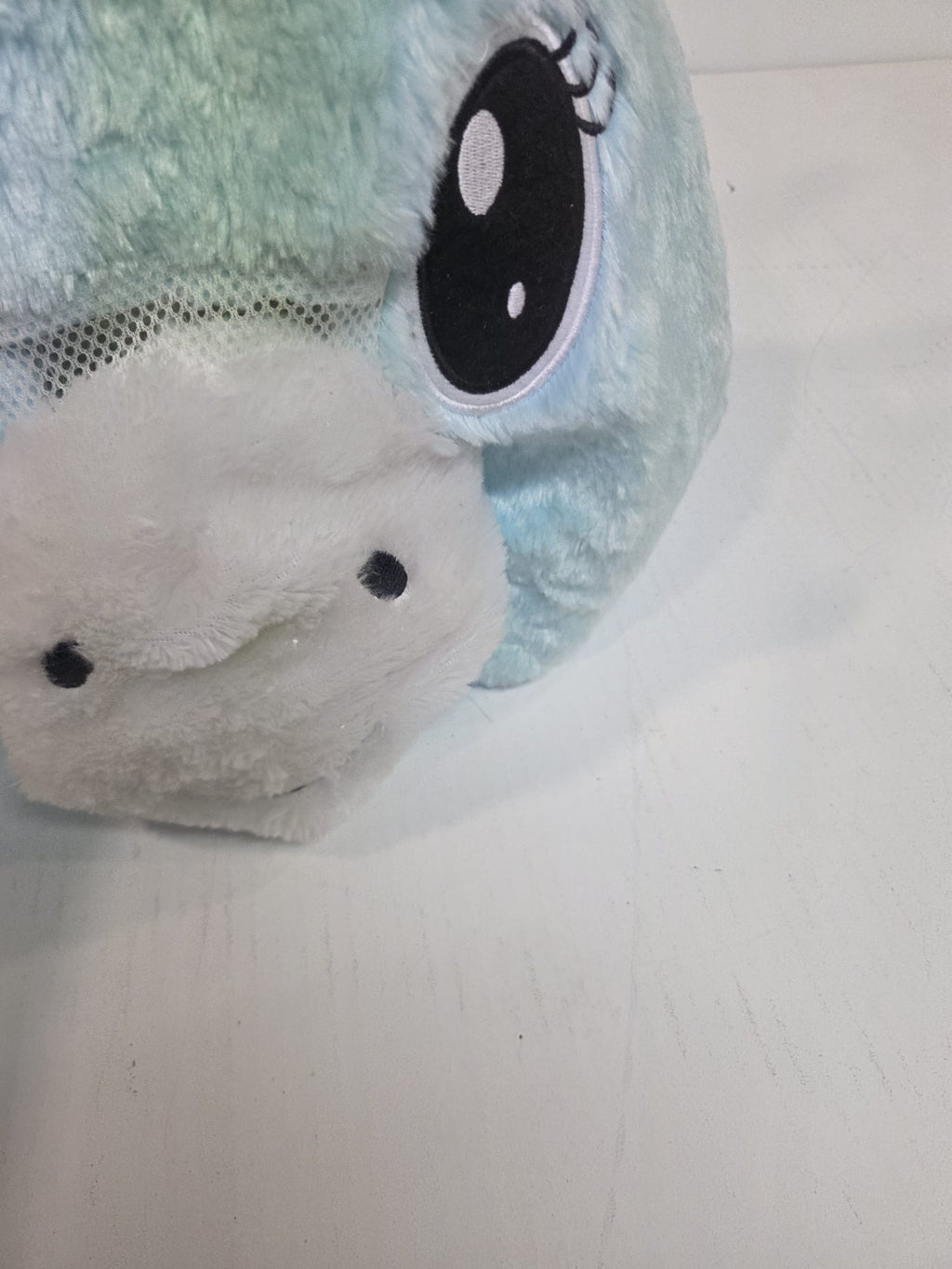 Máscara / Gorro de Peluche de Unicornio Azul (Acolchado y Suave)