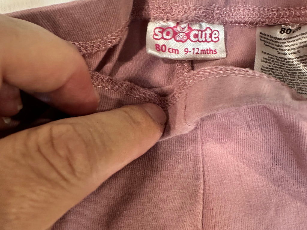 Leggings / Leotardos Bebé Niña "So Cute" – Rosa Palo / Malva (Talla 80 cm / 9-12 Meses)
