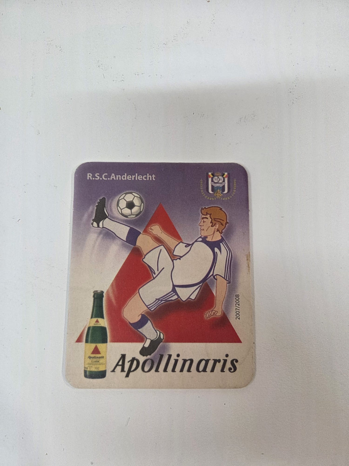 Posavasos Vintage R.S.C. Anderlecht - Publicidad Apollinaris (Temporada 2007/2008)