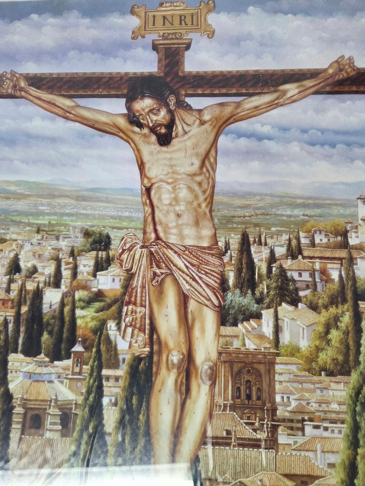 Cuadro Cuadro Cristo de los Favores de Granada con Marco – Obra Firmada por Hipólito Llanes (2001)