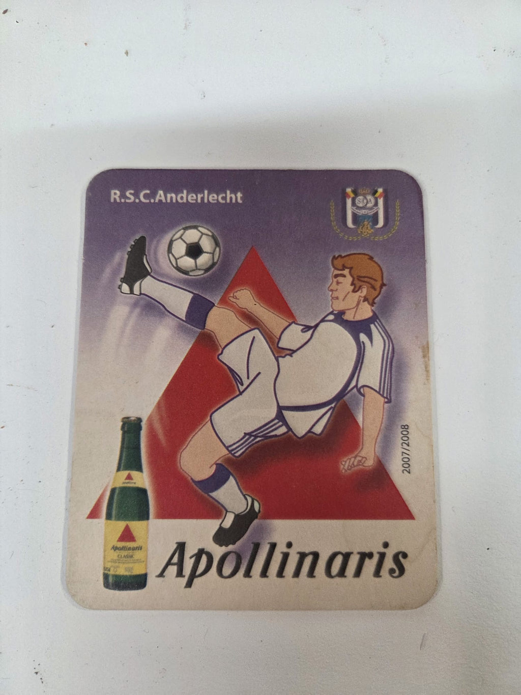 Posavasos Vintage R.S.C. Anderlecht - Publicidad Apollinaris (Temporada 2007/2008)