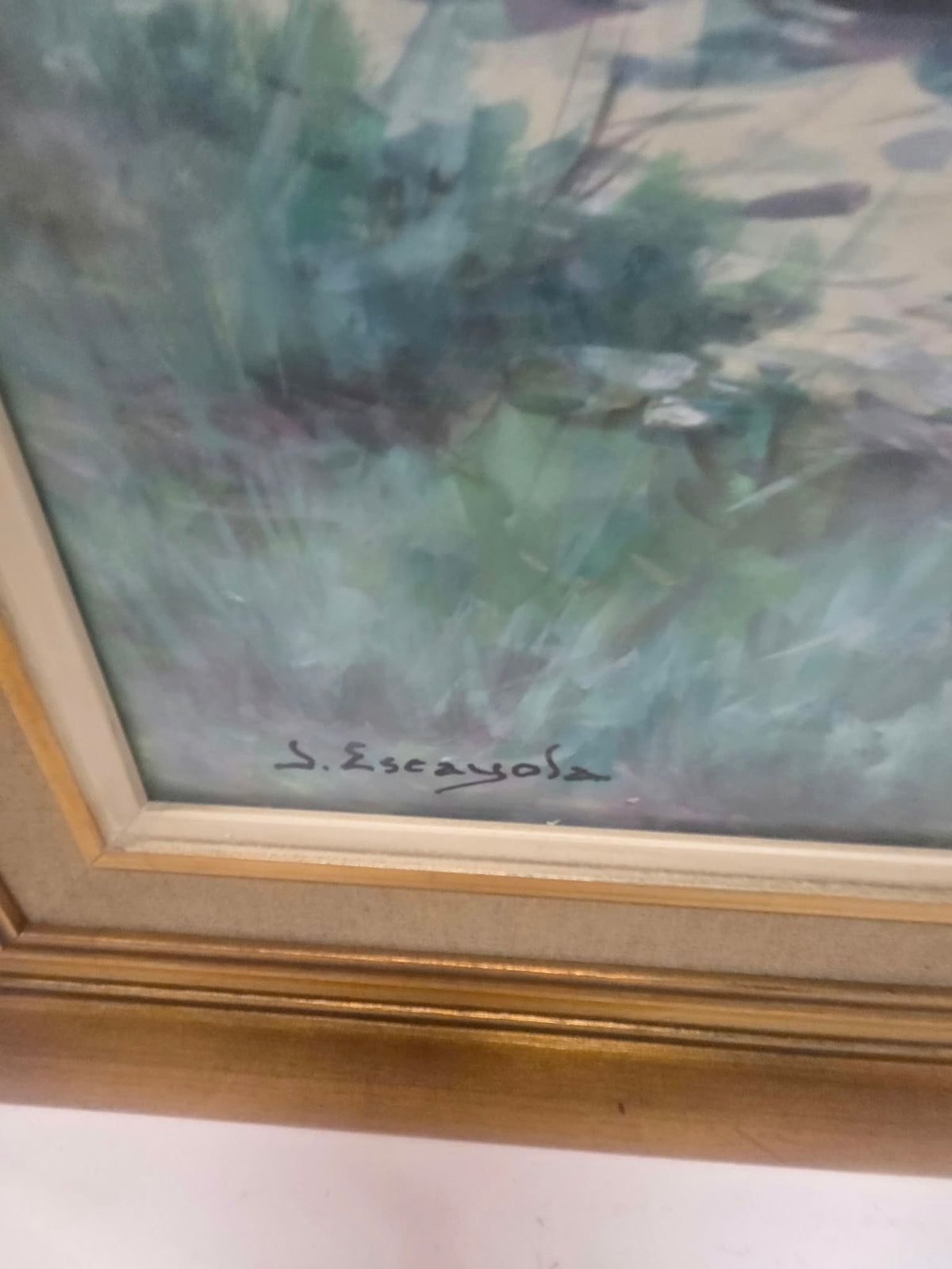 Cuadro Paisaje al Óleo / Acuarela – Firma J. Escayola (Enmarcado Clásico)
