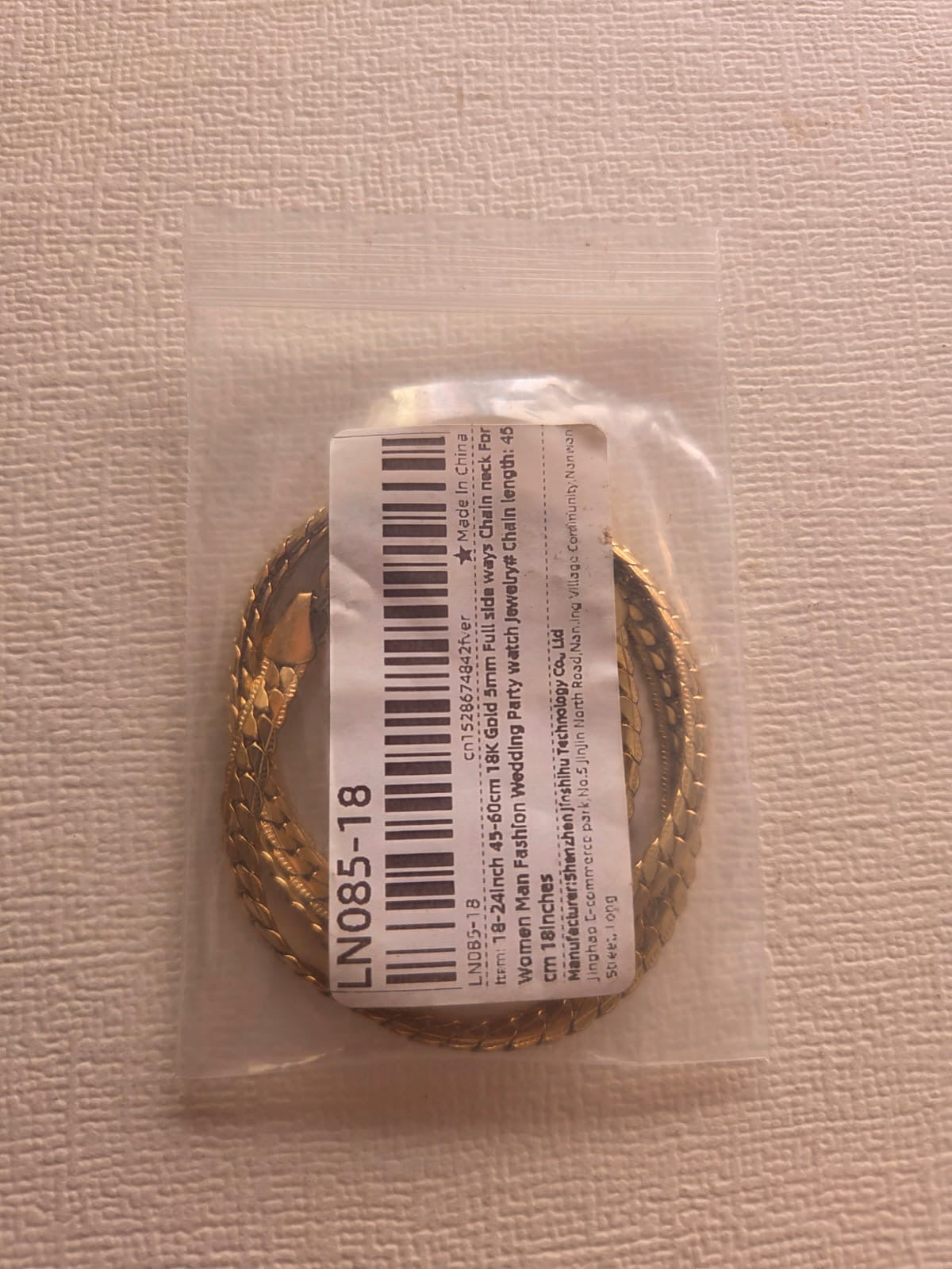 Cadena de Cadena Plana de Oro de 18K (Baño/Laminado) – 45 cm / 5 mm, Estilo Elegante Unisex