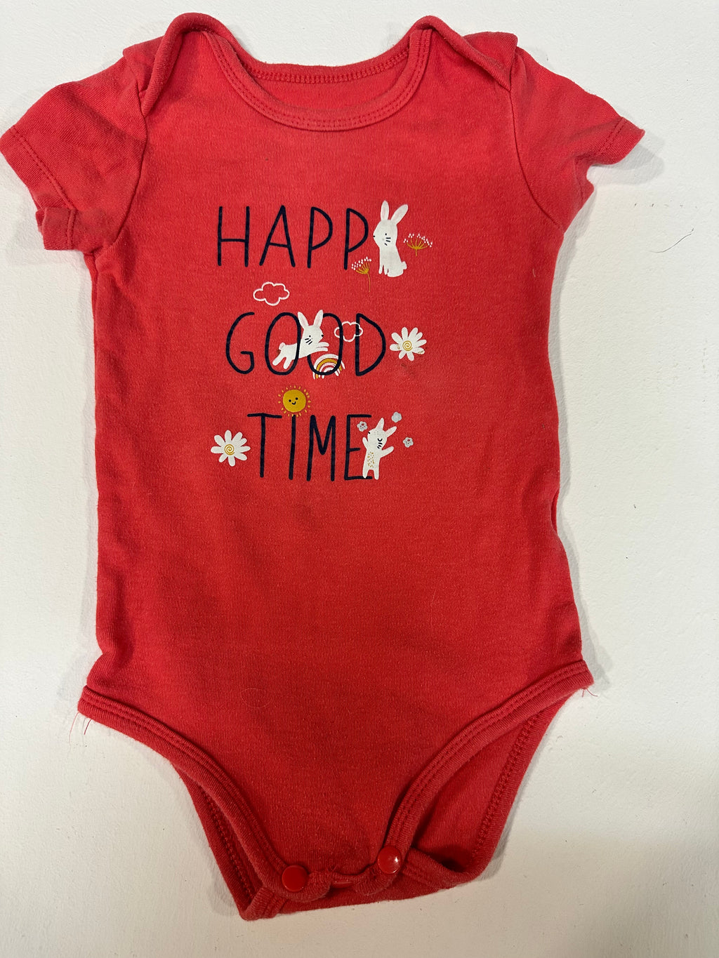 Body bebé niña rosa coral / rojo "Happy Good Time" - In Extenso Talla 4-6M (68 cm)