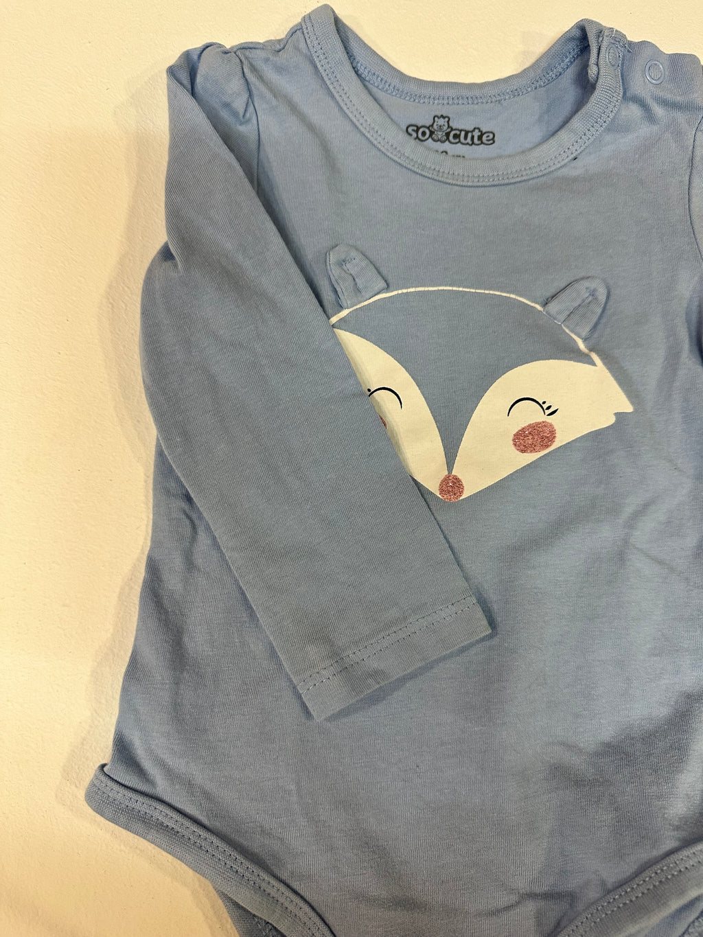 Body Manga Larga Bebé Azul con Zorrito So Cute (9-12 meses / 80 cm)