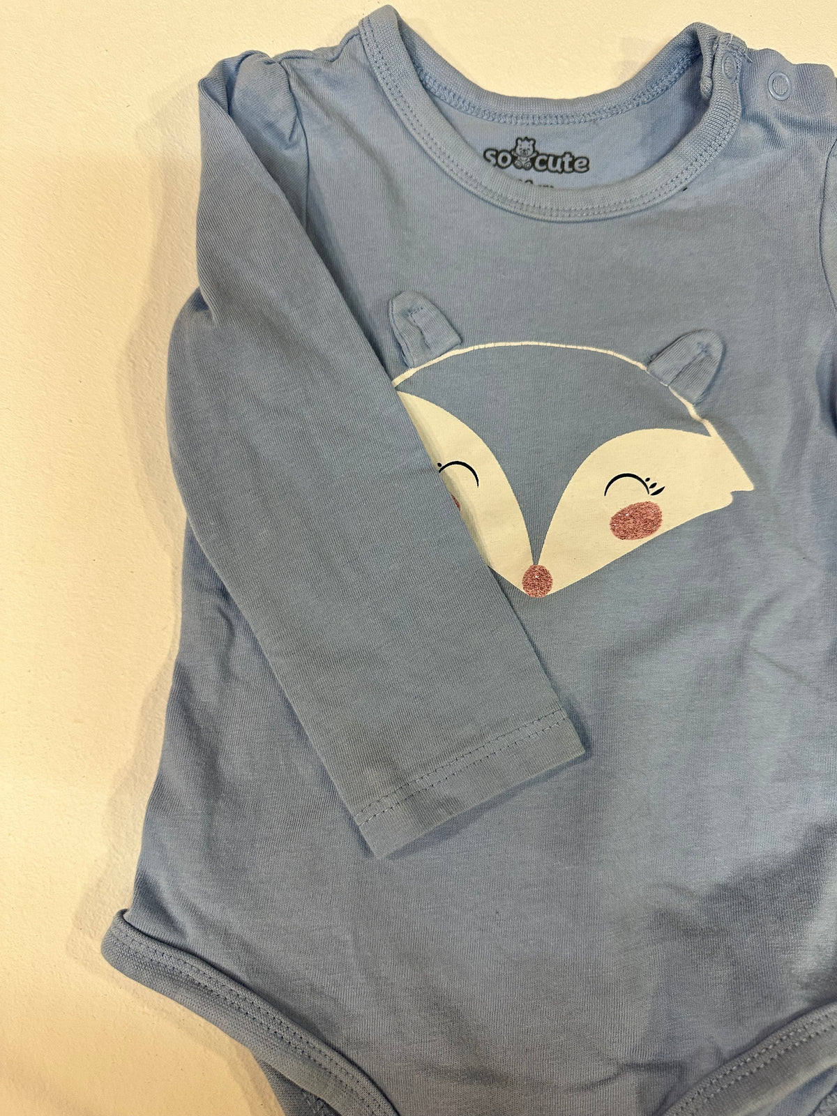 Body Manga Larga Bebé Azul con Zorrito So Cute (9-12 meses / 80 cm)