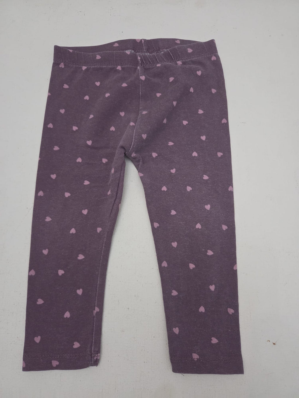 Leggings / Mallas Moradas con Corazones Rosas Talla 12-18m (86cm)