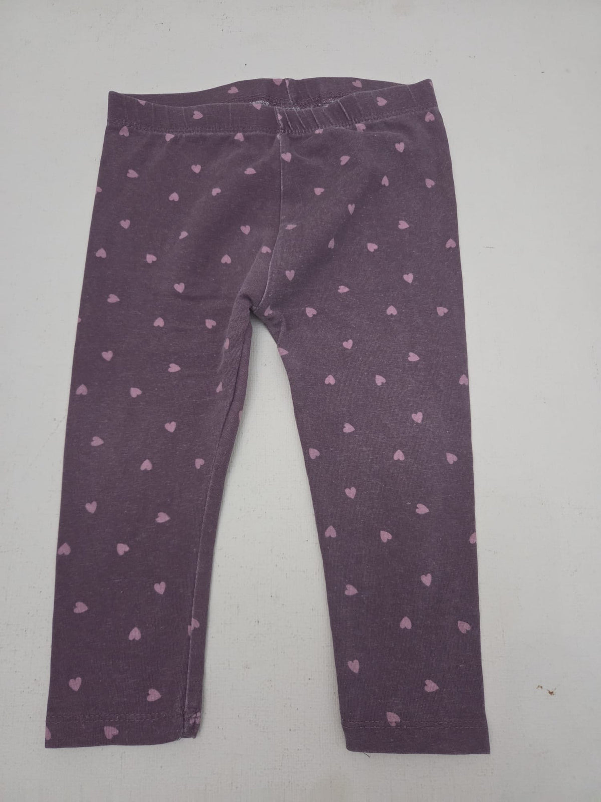 Leggings / Mallas Moradas con Corazones Rosas Talla 12-18m (86cm)