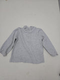 Camiseta / Top de Manga Larga Gris con Cuello Volado