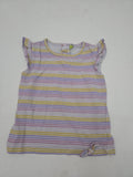 Camiseta sin mangas con volantes a rayas lila/mostaza (Talla 12-18 meses / 86 cm)