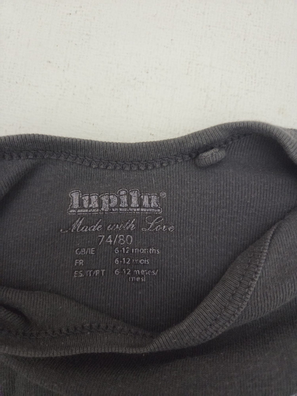Body manga larga gris Lupilu "Indian Bunny" (Talla 6-12 meses /
