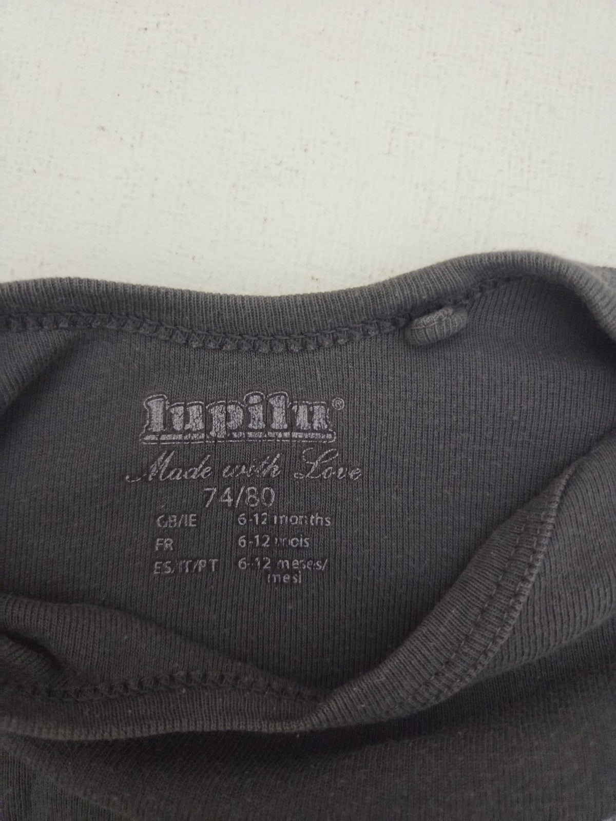Body manga larga gris Lupilu "Indian Bunny" (Talla 6-12 meses /