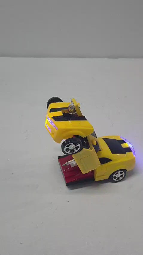 Auto Transformer Eléctrico con Luz LED y Sonido – Auto de Carreras Convertible en Robot