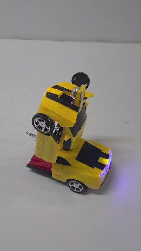 Auto Transformer Eléctrico con Luz LED y Sonido – Auto de Carreras Convertible en Robot