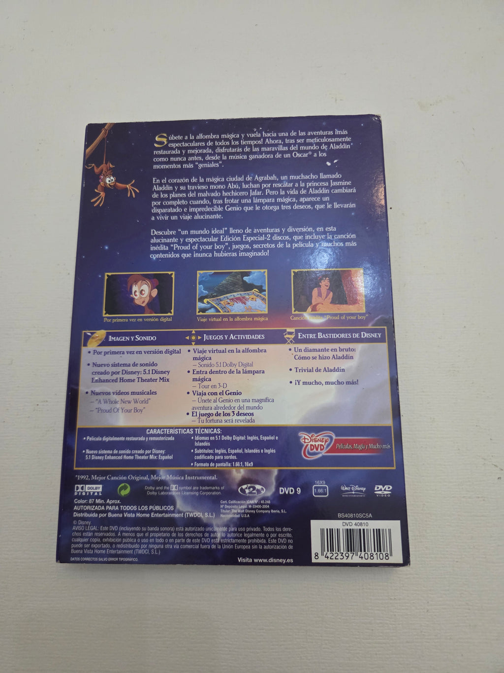 DVD Aladdín.