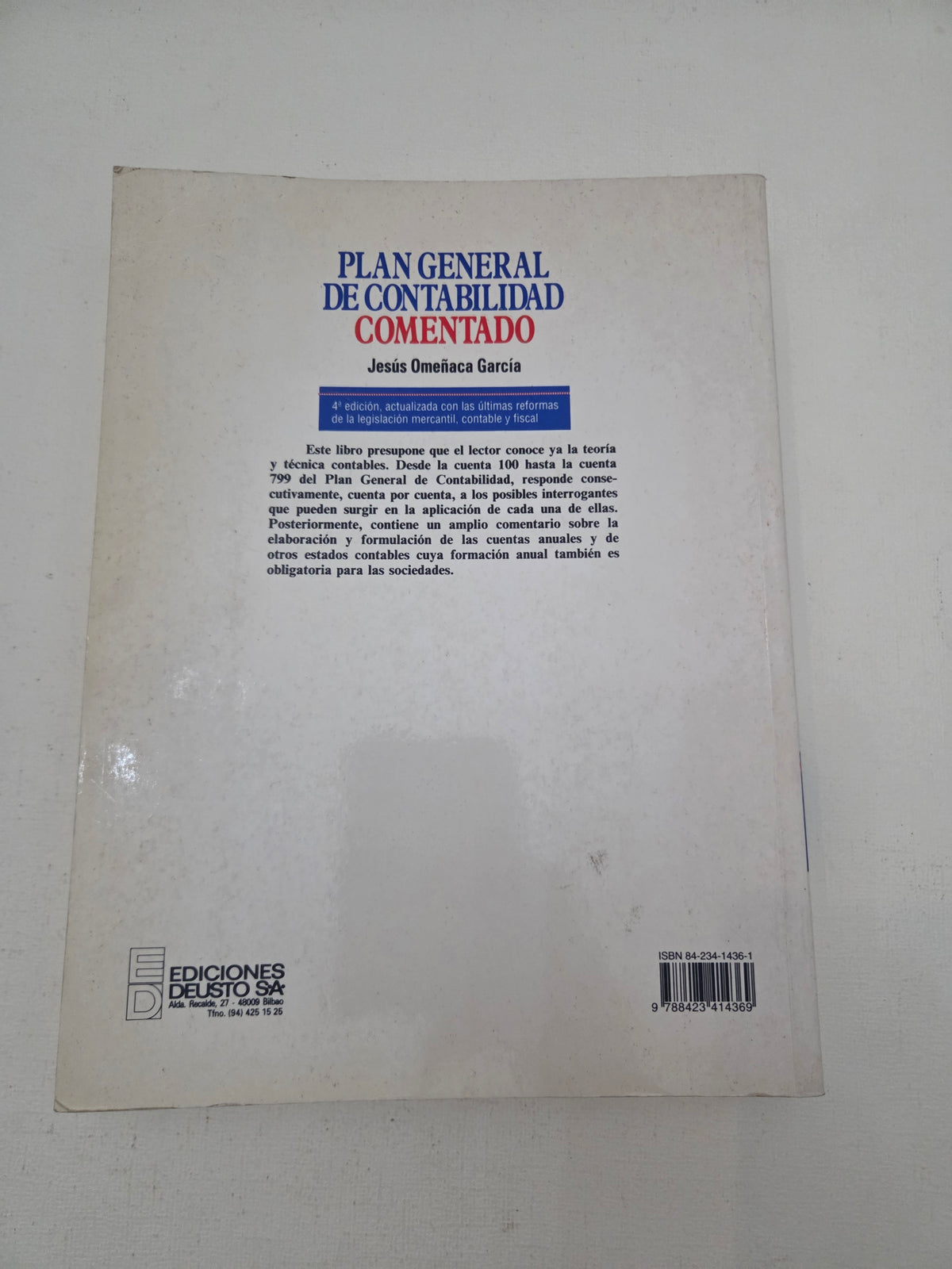 Plan General de Contabilidad Comentado 4ª Edición