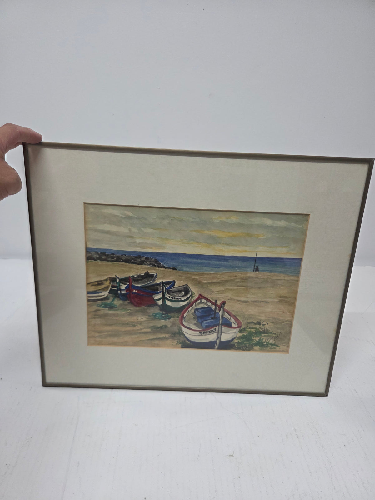 Acuarela original marinera firmada por T. Llobet (Escuela Catalana, Siglo XX)