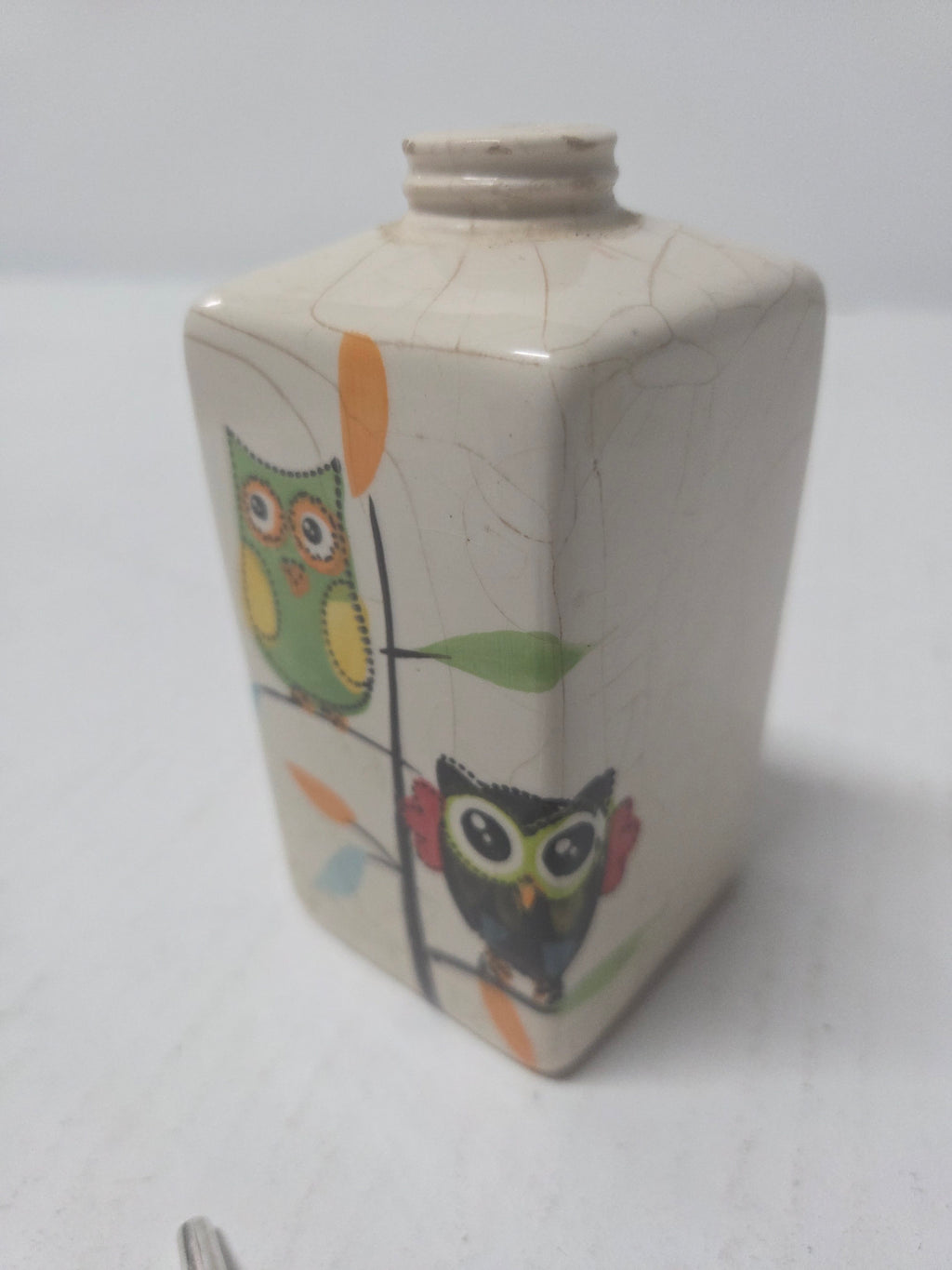 Dosificador de jabón vintage de cerámica con búhos