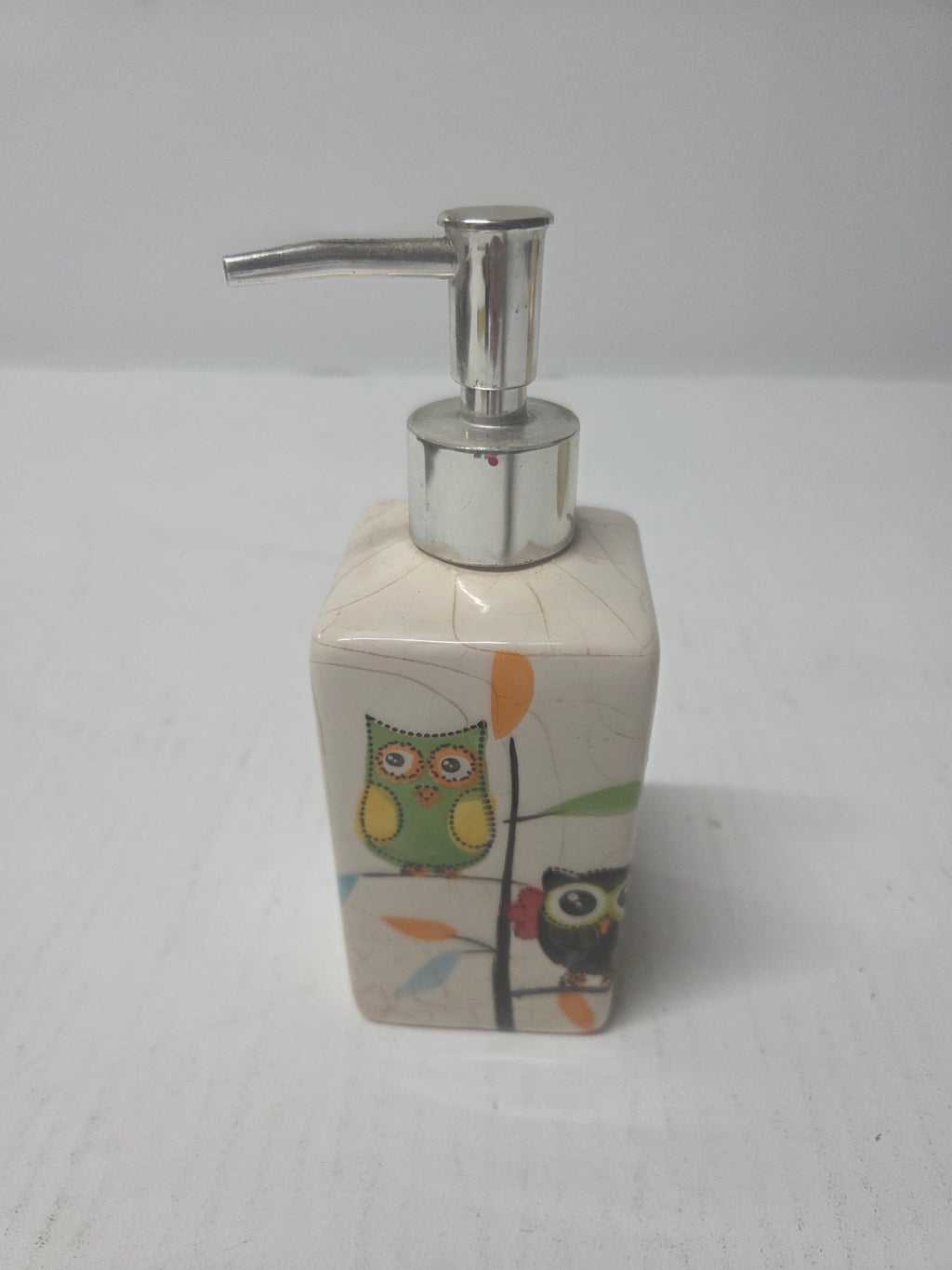 Dosificador de jabón vintage de cerámica con búhos