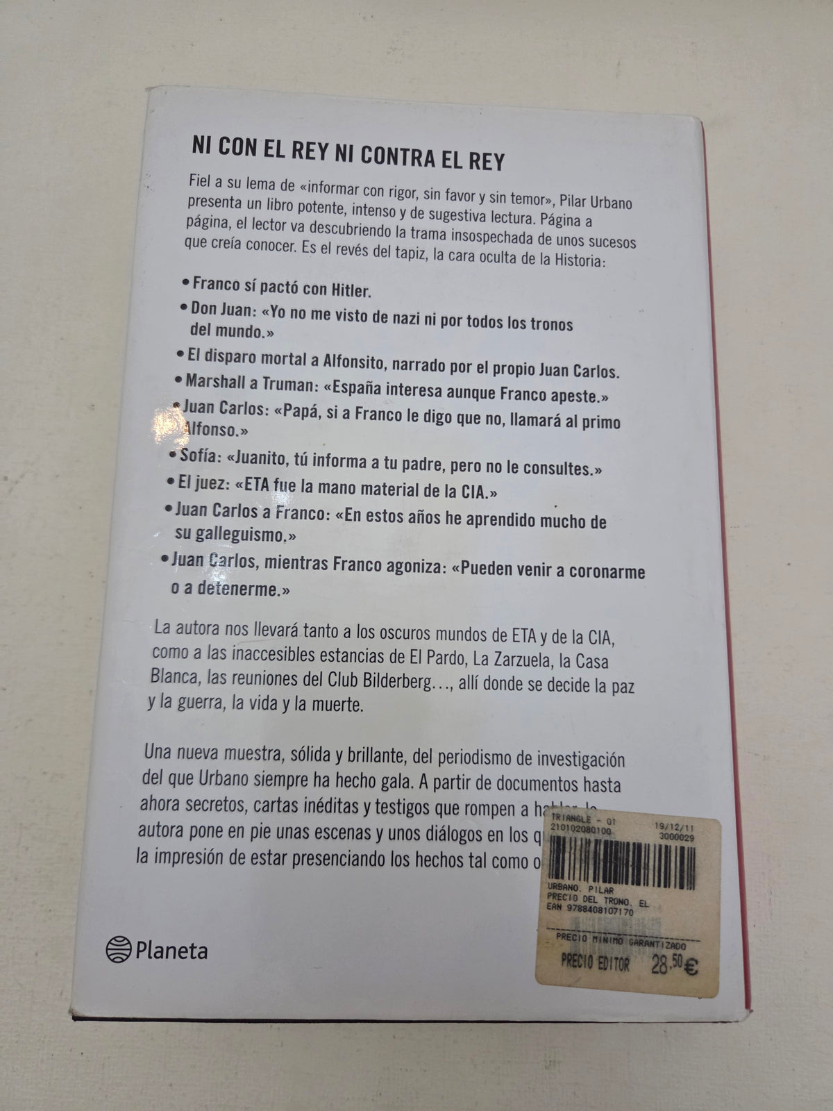 Libro El precio del trono - Pilar Urbano