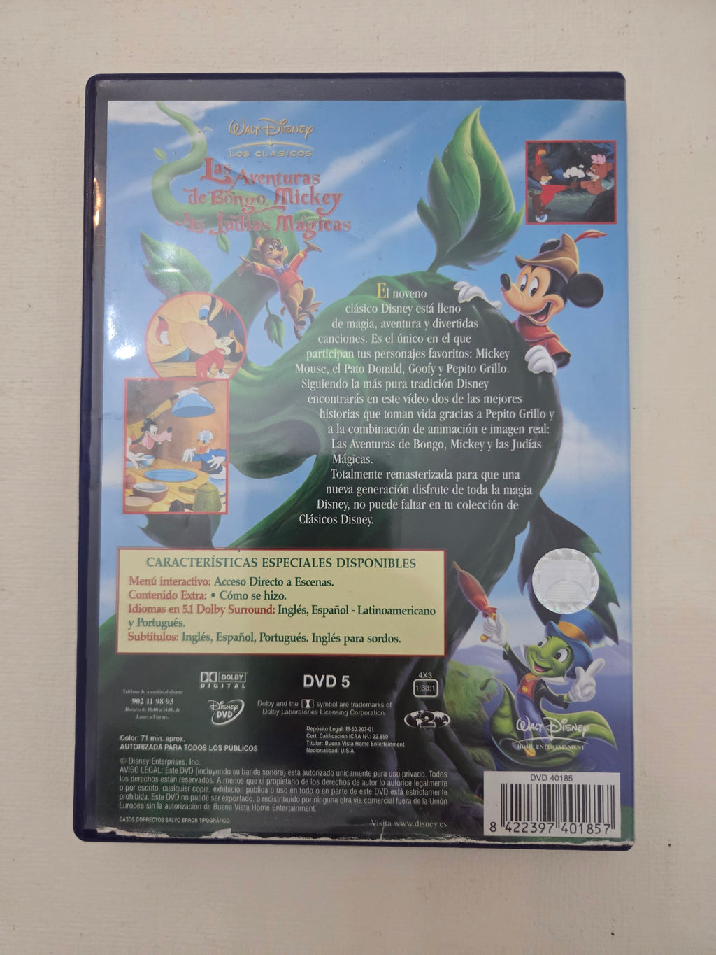 DVD Las Aventuras de Bongo, Mickey y las judias magicas.