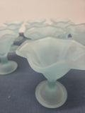 Set de 10 Copas de Cristal Satinado Azul Celeste – Diseño Tulipa Vintage