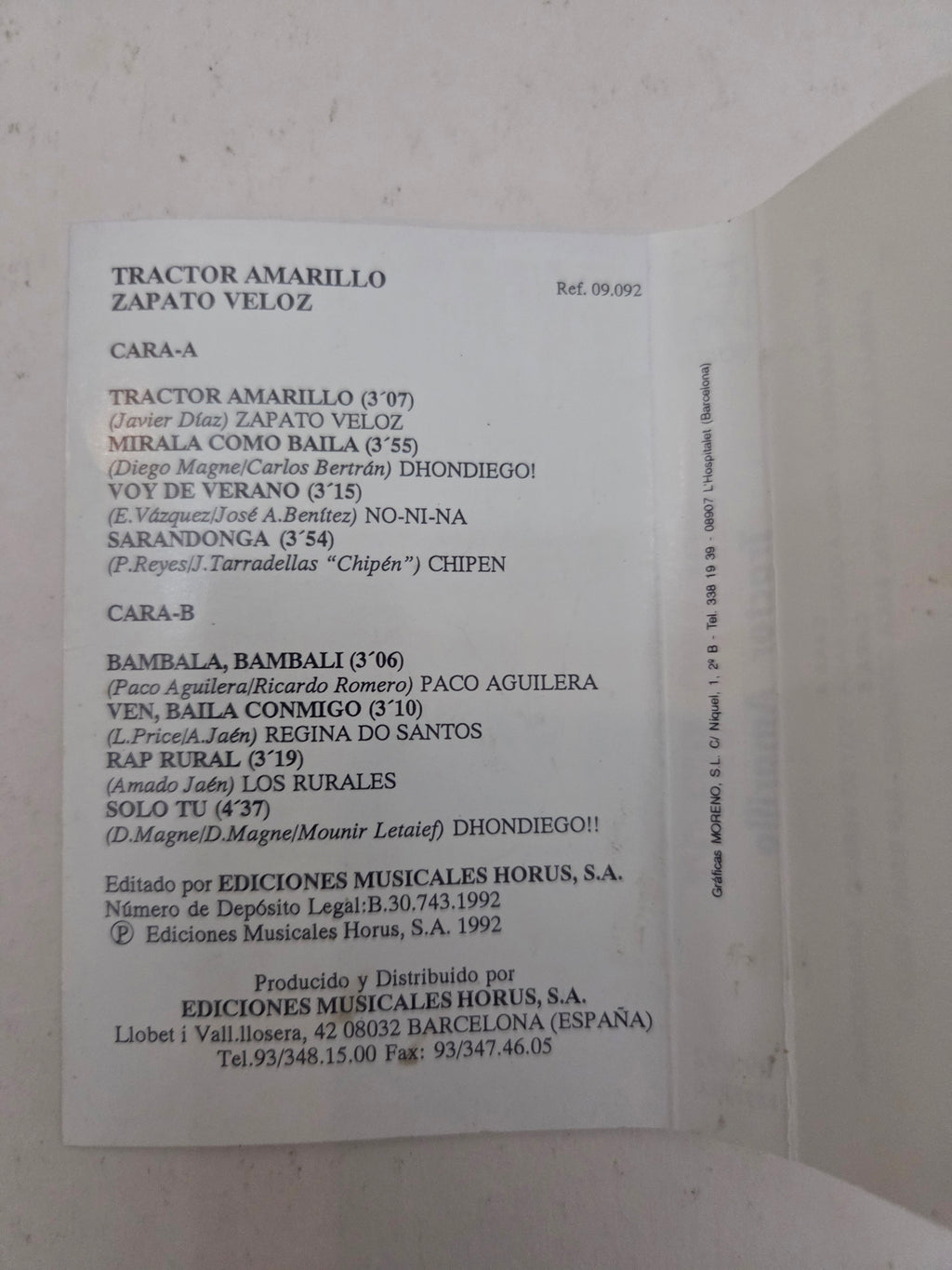 Cassette Zapato Veloz. Tractor amarillo