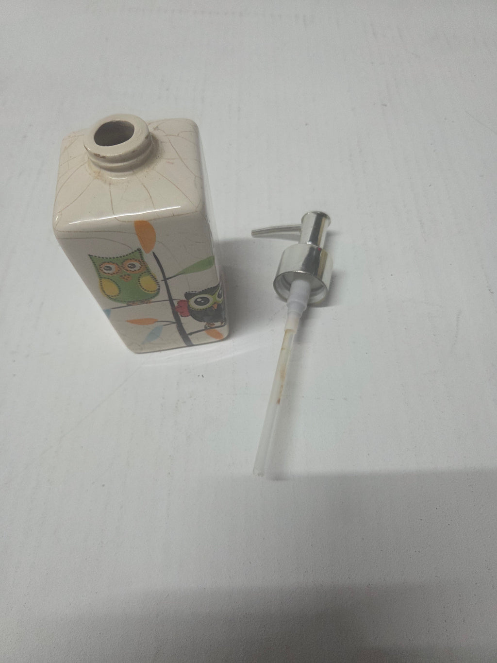 Dosificador de jabón vintage de cerámica con búhos