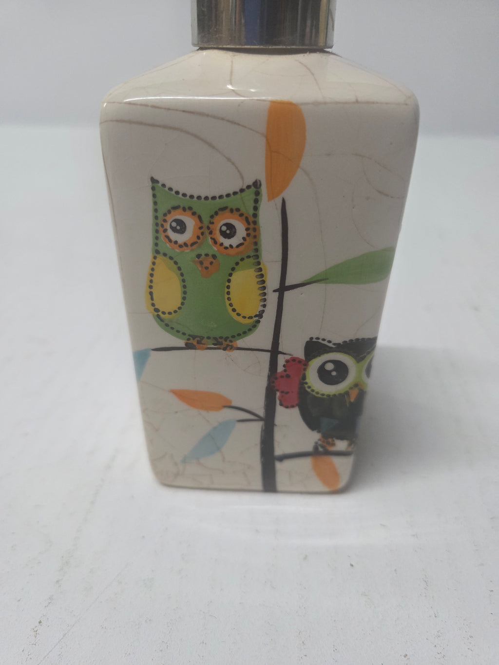 Dosificador de jabón vintage de cerámica con búhos