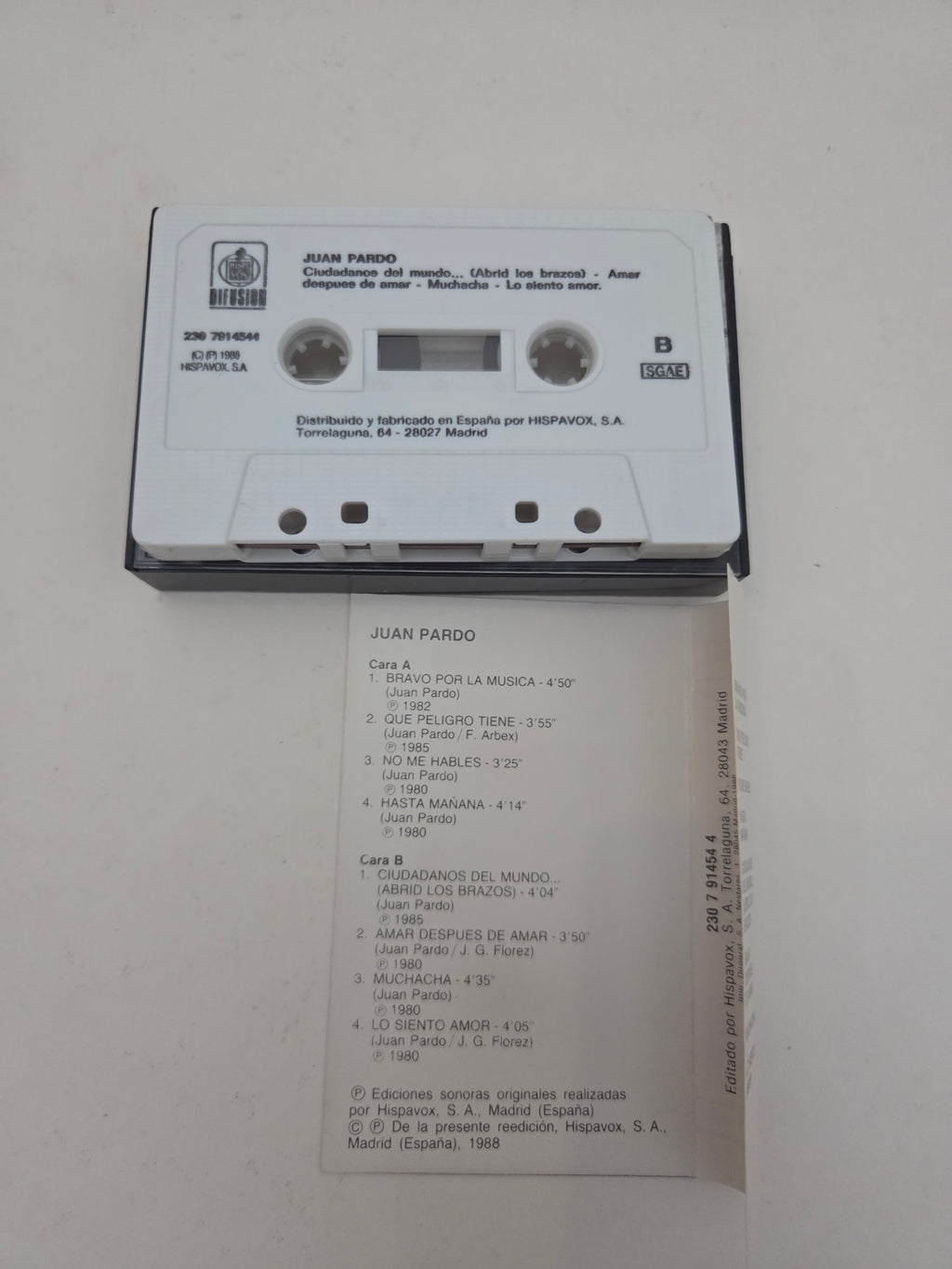 Juan Pardo – Cassette Original "Bravo por la música"